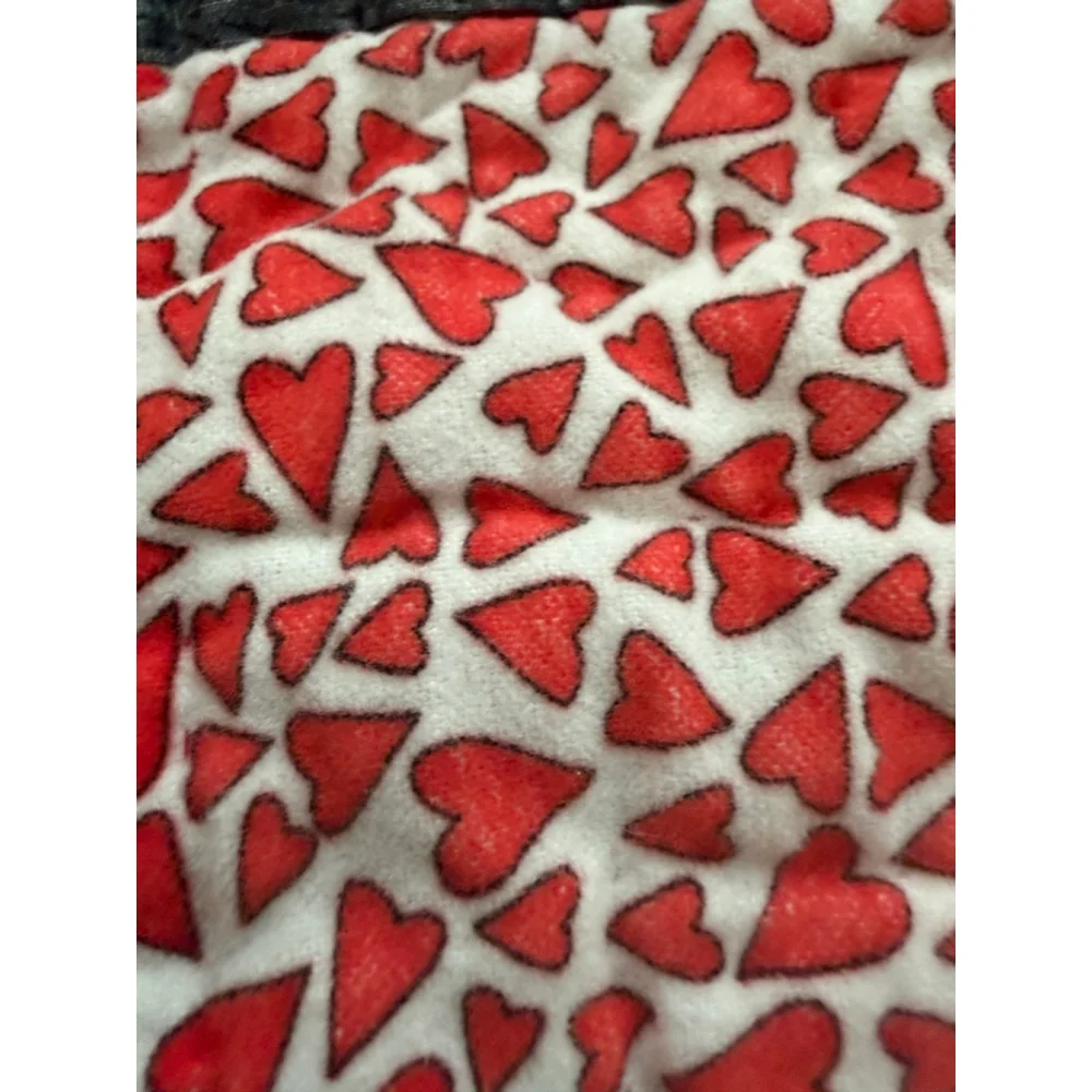 Vintage Handmade Quilt Red Black Floral Patchwork Octagon Cottage Farmhouse 65x6